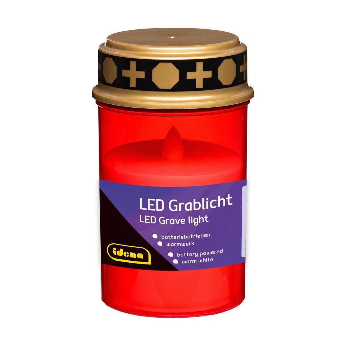 Idena LED Grabkerze rot 6,5x12cm