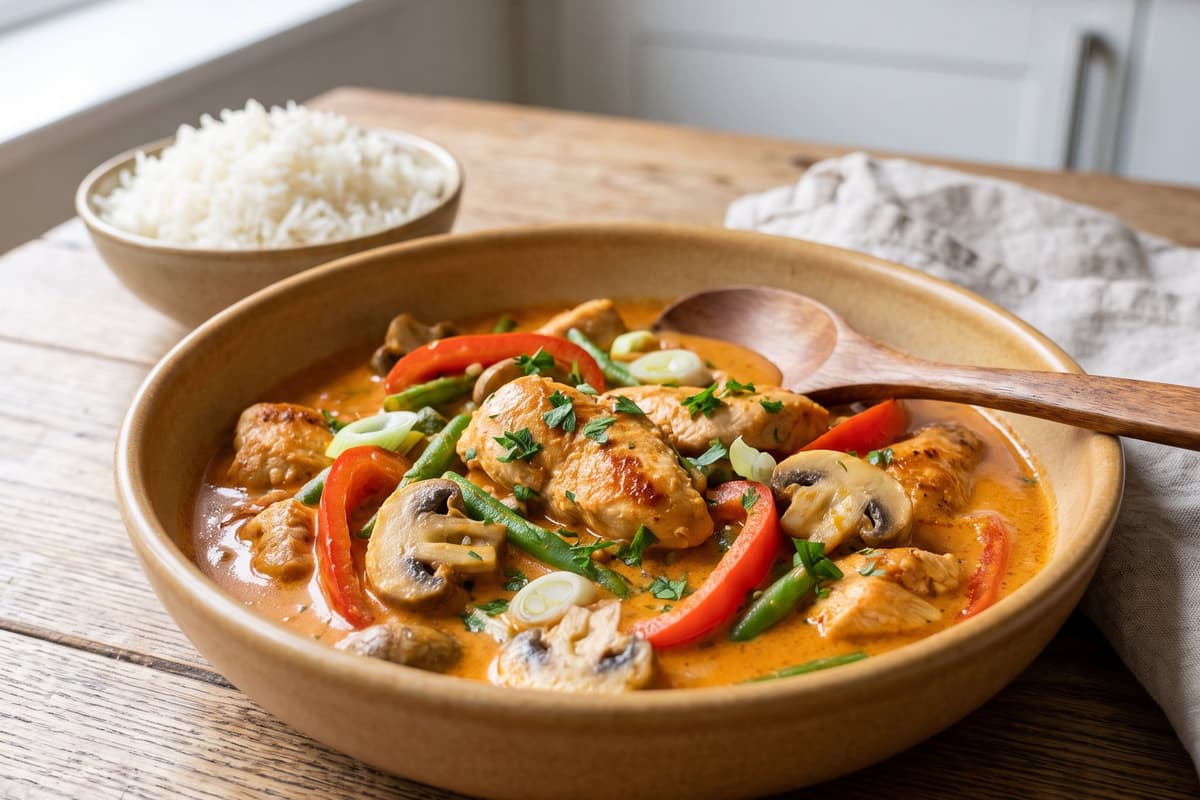 Rotes Thai-Curry mit Hähnchenfilet