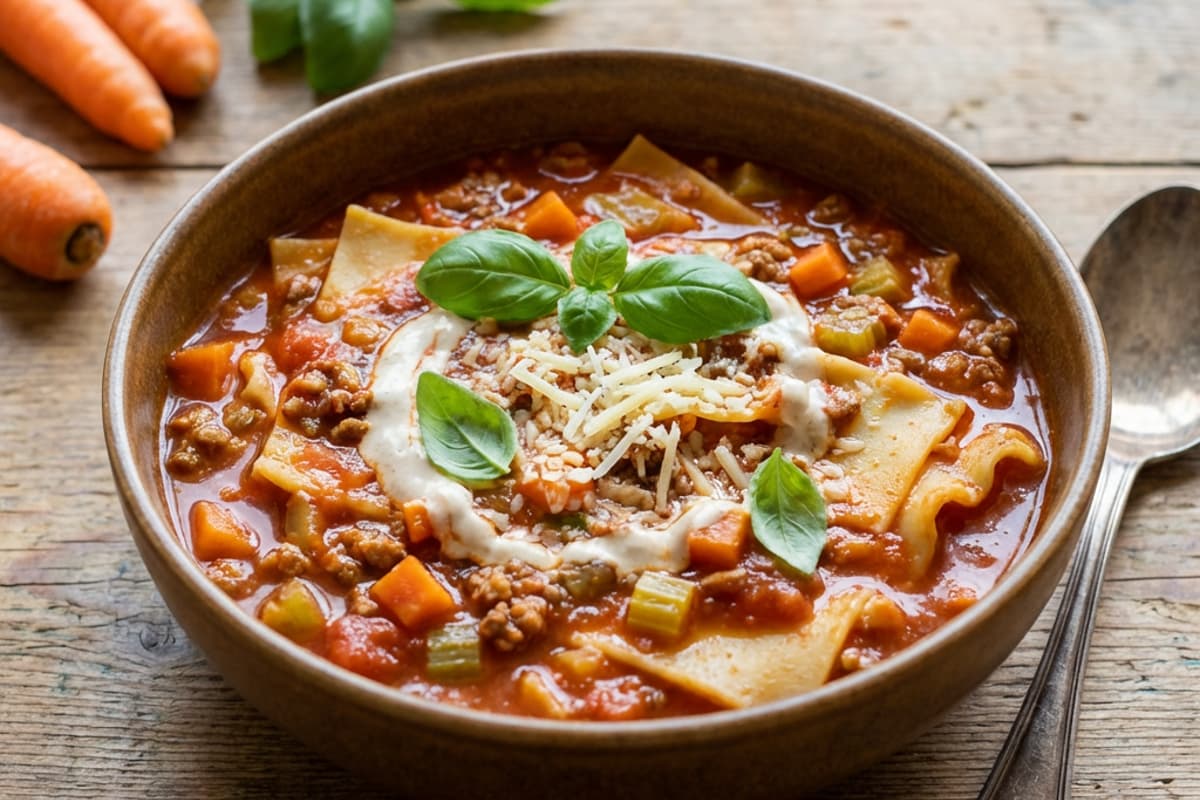 Plant based Lasagne-Suppe