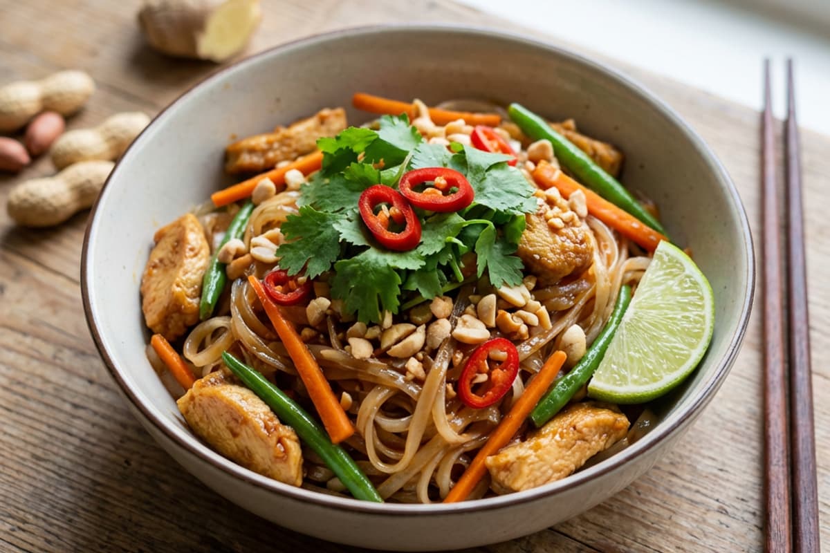 Veganes Pad Thai mit “Hähnchen”