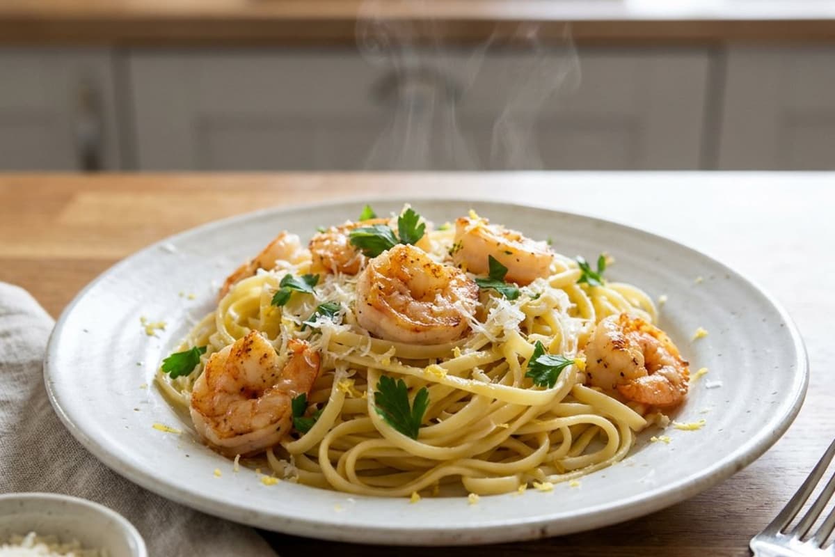 Zitronen-Linguine mit Garnelen | Schnelle Sommer-Pasta