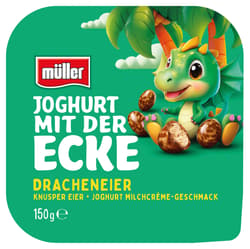 Müller Joghurt mit der Ecke Drachen Eier