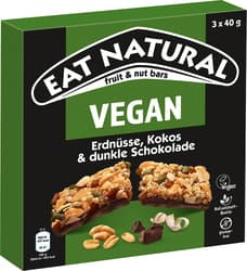 EAT NATURAL VEGAN Erdnüsse, Kokos & dunkle Schokolade 3er