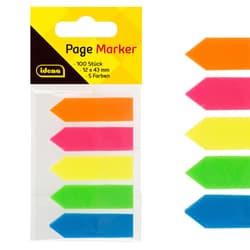 Idena Page Marker Arrow 5 Colors 12x43mm 100 Pieces