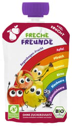 Freche Freunde Bio Quetschie Regenbogen - Apfel, Blaubeere, Schwarze Johannisbeere, Pfirsich, Birne, Banane