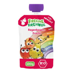 Freche Freunde Bio Quetschie Regenbogen - Apfel, Blaubeere, Schwarze Johannisbeere, Pfirsich, Birne, Banane