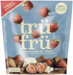 trüfrü® frozen strawberries with white and milk chocolate 200g