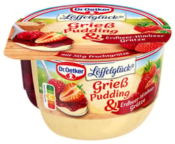 Dr. Oetker semolina pudding with strawberry-raspberry compote