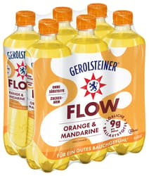 Gerolsteiner FLOW Orange & Mandarin 0. 5 l PET Tray EW with fiber and calcium