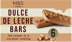M&S Ice Cream Bars with Caramel Flavoured Coating (33%), Caramel Sauce (8%) and Biscuit Pieces (6%)
