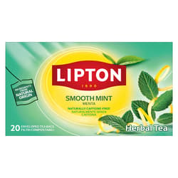 Lipton Smooth Mint herbal tea with green mint & peppermint caffeine-free Rainforest Alliance certified 20 tea bags