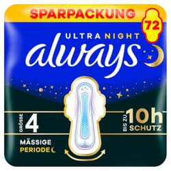 Always Ultra Binden Mässige Periode (Größe 4) Mit Flügeln, Monatspaket, (6x 12)