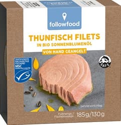 followfood MSC Fair Trade Thunfisch Filets in Bio-Sonnenblumenöl
