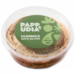 Pappudia Hummus mit Oliven und Olivenöl VEGAN