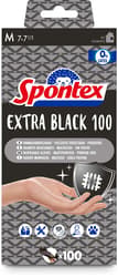 Spontex Extra Black Einmalhandschuhe aus Vinyl, ungepudert und latexfrei, in praktischer Spenderbox, Größe M, 100er Pack
