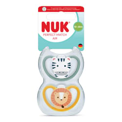 NUK Perfect Match Air Silikon-Schnuller Zebra & Löwe 18-36 Monate