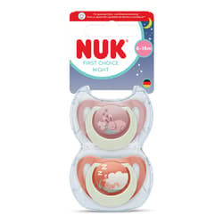 NUK First Choice Night Silikon-Schnuller 6-18 Monate Hase & Schaf