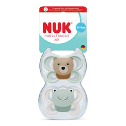 NUK Perfect Match Air Silikon-Schnuller 0-6 Monate Bär & Frosch