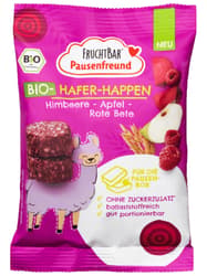 FruchtBar Pausenfreund BIO-Hafer-Happen, Himbeere, Apfel, Rote Bete