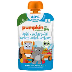 Organic fruit pouch: apple, sweet potato, carrot, spelt, raspberry