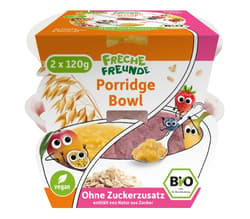 Freche Freunde Organic Porridge Bowl: Banana, Strawberry, Blueberry, Apple & Mango; Peach, Apple, Passion Fruit