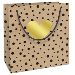 Bag 20x21x8 cm "Kraft Paper Polka Dots with Hearts"