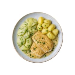 Freshfoodz Tilapia Fillet in Mustard Sauce with Braised Cucumbers and Boiled Potatoes
