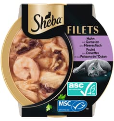 SHEBA Filets Schale Huhn & Garnelen & Meeresfisch in Sauce ASC, MSC 60g