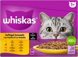 Whiskas Multipack Pouch Portions 1+ Poultry Selection 4 varieties chicken, duck, poultry, turkey in sauce 12x85g