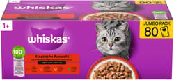 Whiskas Multipack Pouch Portions 1+ Classic Selection 4 Varieties Beef, Chicken, Lamb, Poultry in Gravy 80x85g