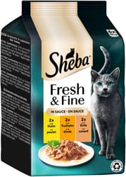SHEBA Fresh & Fine Multipack Portionsbeutel Huhn, Truthahn & Ente in Sauce 6x50g