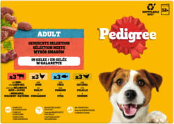 PEDIGREE Multipack portion pouches mixed selection 4 varieties beef & liver mix, chicken, fish, poultry in jelly 12x100g