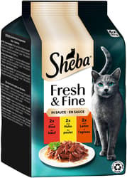 SHEBA Fresh & Fine Multipack Portionsbeutel Rind, Huhn & Lamm in Sauce 6x50g