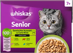 Whiskas Senior 7+ Multipack Portions Pouches Mixed Selection 4 Varieties Beef, Chicken, Salmon, Tuna in Sauce 12x85g