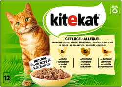 KITEKAT™ Multipack Portionsbeutel Geflügel-Allerlei 3 Varietäten Huhn, Truthahn, Geflügel in Gelee 12x85g