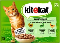 Kitekat™ Multipack Portionsbeutel Landpicknick 3 Varietäten Truthahn, Kaninchen, Geflügel in Sauce 12x85g