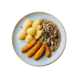 Freshfoodz Chicken Tenders mit Waldpilzsauce und Salzkartoffeln