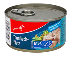 Jeden Tag Thunfischfilets MSC in eigenem Saft und Aufguss