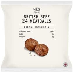 Marks & Spencer 24 Fleischbällchen aus britischem Rindfleisch, gewürzt mit Salz und schwarzem Pfeffer