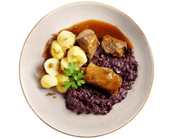 Hofmanns 2 Rinderrouladen - mit kleinen Holzspießen handgesteckt -