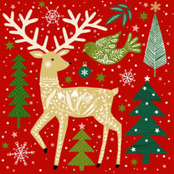 Serviette 33x33cm "Folk Deer rot"