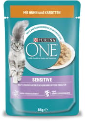 Purina ONE Sensitive Zarte Stückchen in Sauce mit Huhn und Karotten