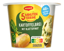MAGGI 5 Minuten Terrine Kartoffelbrei mit Blattspinat