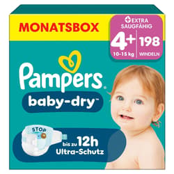 Pampers Baby-Dry Windeln Gr. 4+, Monatsbox, 10kg-15kg