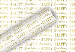 Gift wrap Birthday gold/white 70cmx1.5m