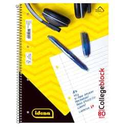Idena Collegeblock A4 mit Doppelrand 80 Blatt 70g/m² liniert