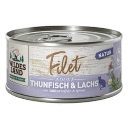 Wildes Land Filet Thunfisch & Lachs mit Süßkartoffeln & Spinat 80g