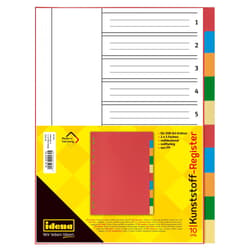 Idena Register aus Kunststoff 5 Farben DIN A4 10 Stück