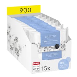 LILLYDOO Feuchttücher mit 99 % Wasser , 15 x 60 Stück