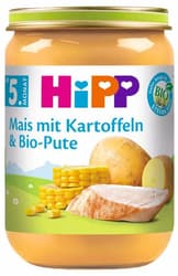 HiPP organic menus from 5 months corn with potatoes and organic turkey